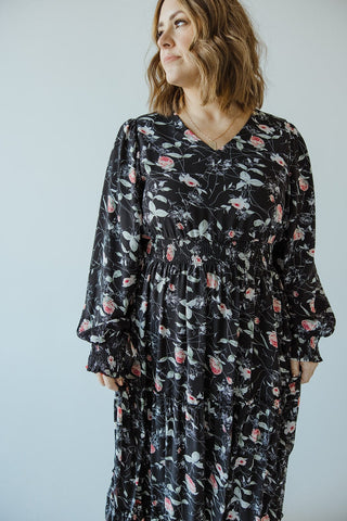 LONG - SLEEVED BOHO FLOOR LENGTH DRESS IN VINTAGE ROSE - Love Marlow