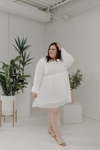 Long - Sleeved Pleated Dress – Cloud - Love Marlow