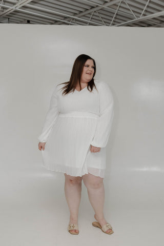 Long - Sleeved Pleated Dress – Cloud - Love Marlow