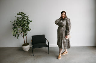 LONG - SLEEVED RUFFLE HEM MIDI DRESS - Love Marlow