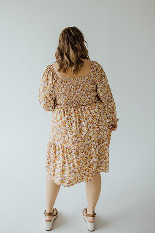 LONG SLEEVED SMOCKED BODICE FLORAL DRESS - Love Marlow
