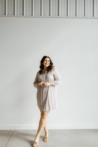 LONG SLEEVED TUXEDO FRONT DRESS WITH BELT - Love Marlow