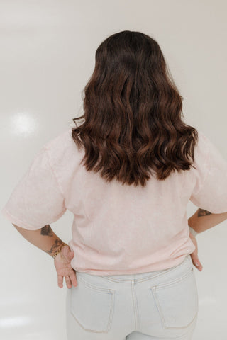 "LOVE" FOOTBALL GRAPHIC TEE IN LIGHT BLUSH MINERAL WASH - Love Marlow