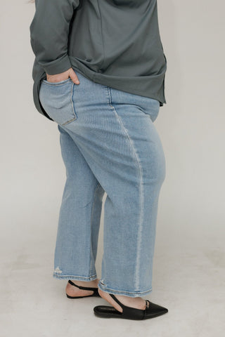Lovervet High Rise Crop Slim Wide Jeans – Classic Wash - Love Marlow