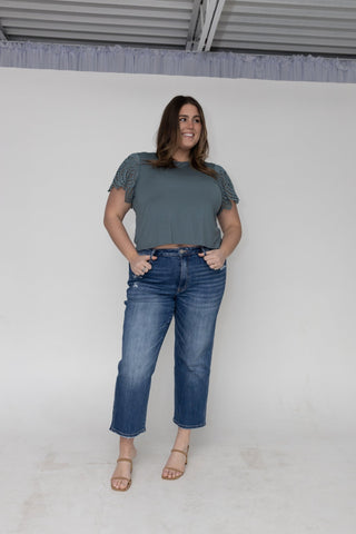 Lovervet High Rise Crop Straight Jeans – Medium Wash - Love Marlow