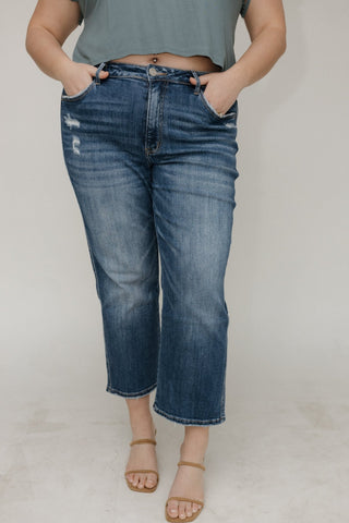 Lovervet High Rise Crop Straight Jeans – Medium Wash - Love Marlow