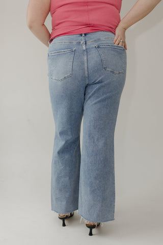 Lovervet High Rise Distressed Slim Wide Leg Jeans – Light Wash - Love Marlow