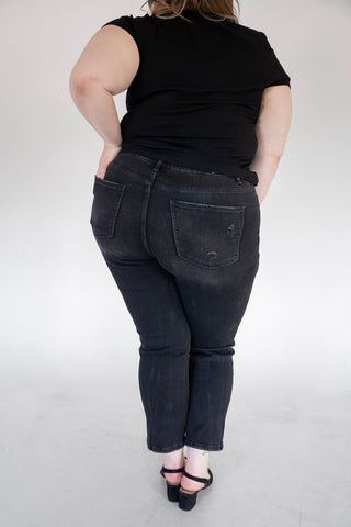 Lovervet High Rise Distressed Straight Jeans – Black - Love Marlow