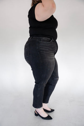 Lovervet High Rise Distressed Straight Jeans – Black - Love Marlow