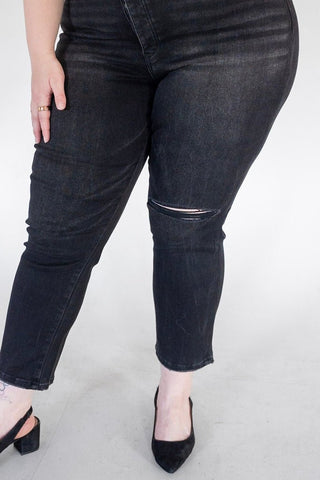 Lovervet High Rise Distressed Straight Jeans – Black - Love Marlow