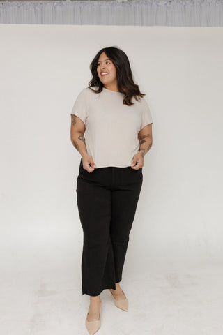 Lovervet High Rise Raw Hem Crop Wide Leg Jeans – Jet Black - Love Marlow
