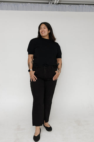 Lovervet High Rise Raw Hem Crop Wide Leg Jeans – Jet Black - Love Marlow
