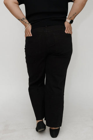 Lovervet High Rise Raw Hem Crop Wide Leg Jeans – Jet Black - Love Marlow