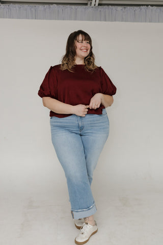 Lovervet Mid Rise Cuffed Slim Wide Jeans – Medium Light Wash - Love Marlow