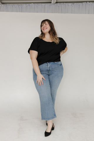 Lovervet Super High - Rise Ankle Slim Wide Jeans – Medium Wash - Love Marlow