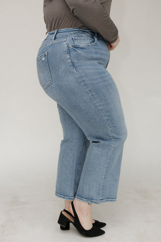 Lovervet Super High - Rise Ankle Slim Wide Jeans – Medium Wash - Love Marlow