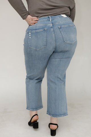 Lovervet Super High - Rise Ankle Slim Wide Jeans – Medium Wash - Love Marlow