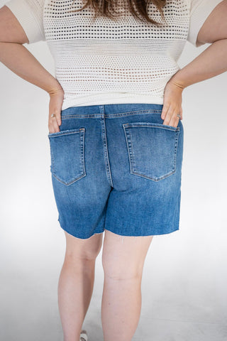 Lovervet The Essential High - Rise Raw Hem Stretch Denim Shorts - Love Marlow