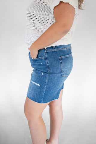 Lovervet The Essential High - Rise Raw Hem Stretch Denim Shorts - Love Marlow