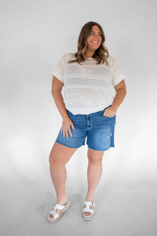 Lovervet The Essential High - Rise Raw Hem Stretch Denim Shorts - Love Marlow