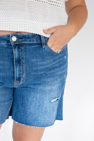 Lovervet The Essential High - Rise Raw Hem Stretch Denim Shorts - Love Marlow