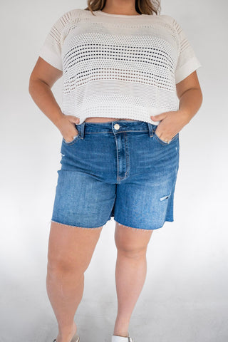 Lovervet The Essential High - Rise Raw Hem Stretch Denim Shorts - Love Marlow