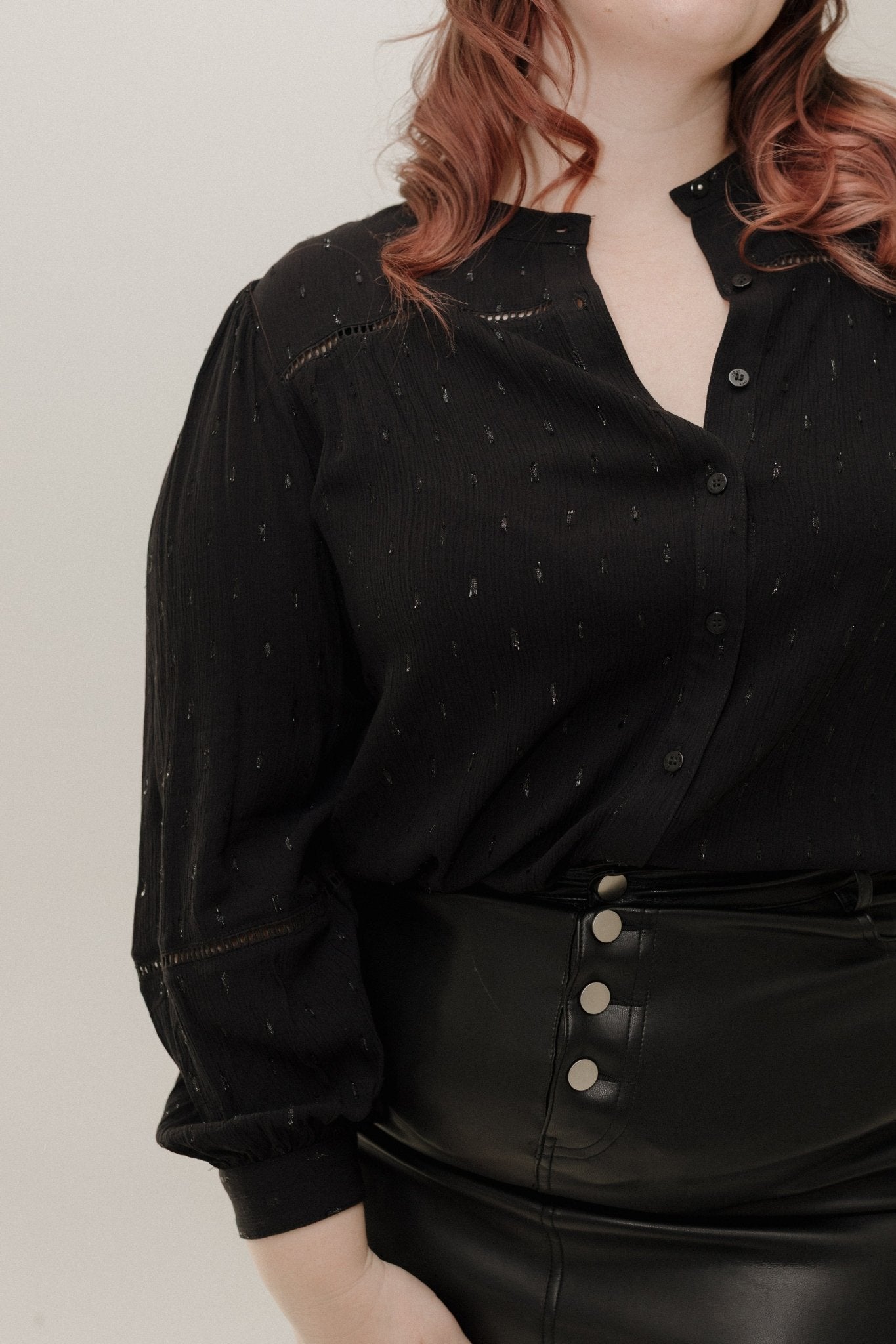 Luxe Crepe Balloon Sleeve Blouse – Lurex Detail - Love Marlow