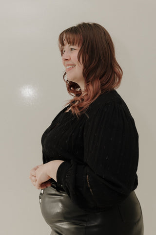 Luxe Crepe Balloon Sleeve Blouse – Lurex Detail - Love Marlow