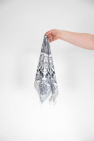 Luxe Paisley Silk - Feel Bandana Scarf | Timeless Ecru & Black - Love Marlow