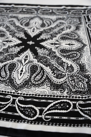 Luxe Paisley Silk - Feel Square Bandana Scarf – Black & Ecru - Love Marlow