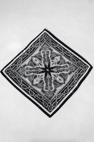Luxe Paisley Silk - Feel Square Bandana Scarf – Black & Ecru - Love Marlow