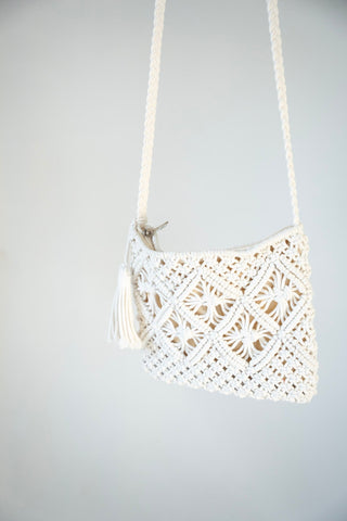 MACRAME CROSSBODY BAG IN WHITE - Love Marlow