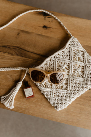 MACRAME CROSSBODY BAG IN WHITE - Love Marlow