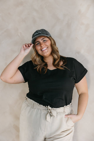 "MAMA" ACID WASHED BASEBALL CAP IN BLACK - Love Marlow