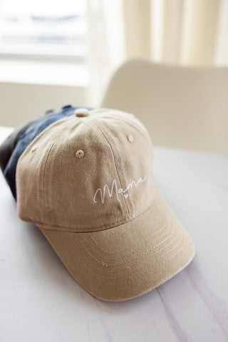 "MAMA" ACID WASHED BASEBALL CAP IN SAND - Love Marlow