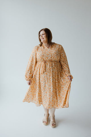 MANDARIN COLLAR BLOUSON SLEEVE DRESS - Love Marlow