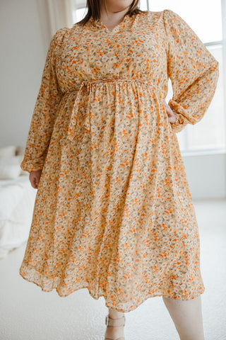 MANDARIN COLLAR BLOUSON SLEEVE DRESS - Love Marlow