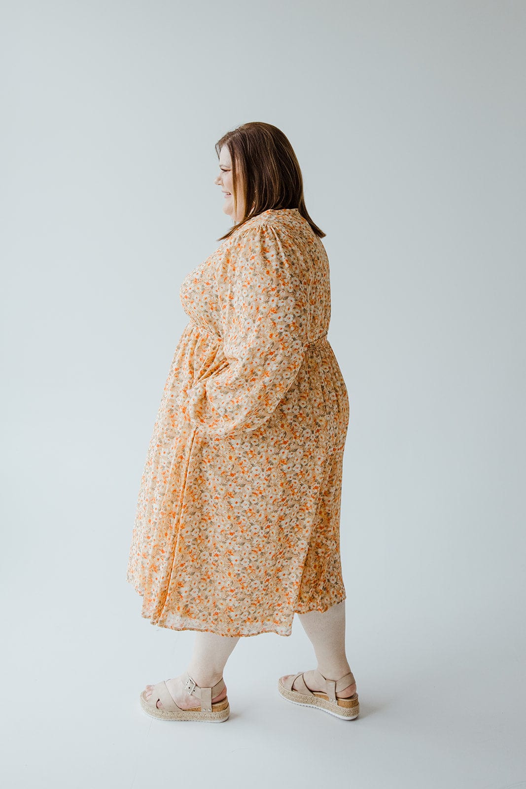 MANDARIN COLLAR BLOUSON SLEEVE DRESS - Love Marlow