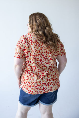 MANDARIN COLLAR JERSEY KNIT BLOUSE - Love Marlow