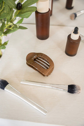 Matte Brown Mini Ball Duckbill Clip – Minimalist Hair Clip - Love Marlow