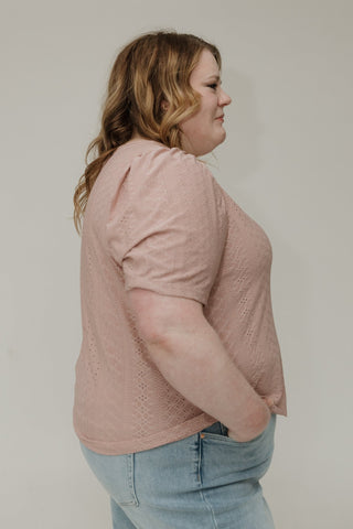 Mauve Lace Puff Sleeve Scoop Neck Blouse - Love Marlow