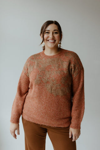 METALLIC ABSTRACT PRINTED SWEATER IN SATIN PUMPKIN - 12 - Love Marlow