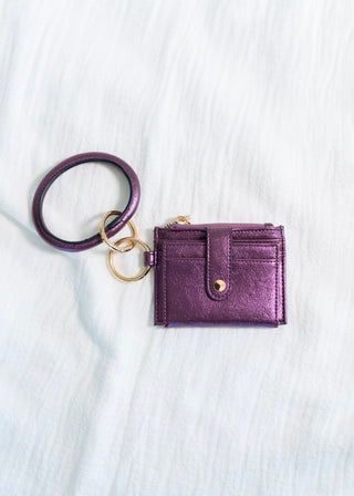 METALLIC BANGLE WRISTLET WALLET IN AMETHYST - Love Marlow