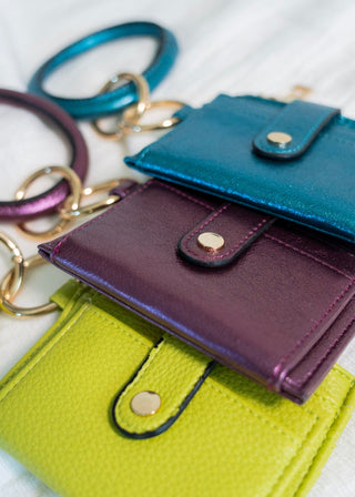 METALLIC BANGLE WRISTLET WALLET IN AMETHYST - Love Marlow