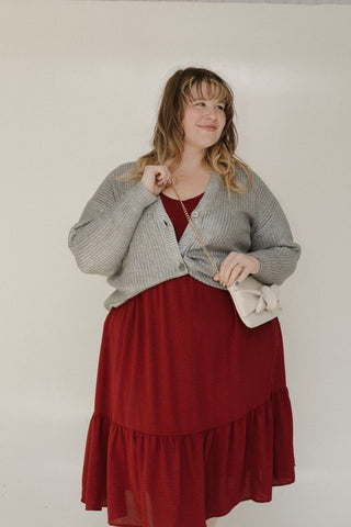 METALLIC SILVER BUTTON FRONT CARDIGAN - Love Marlow