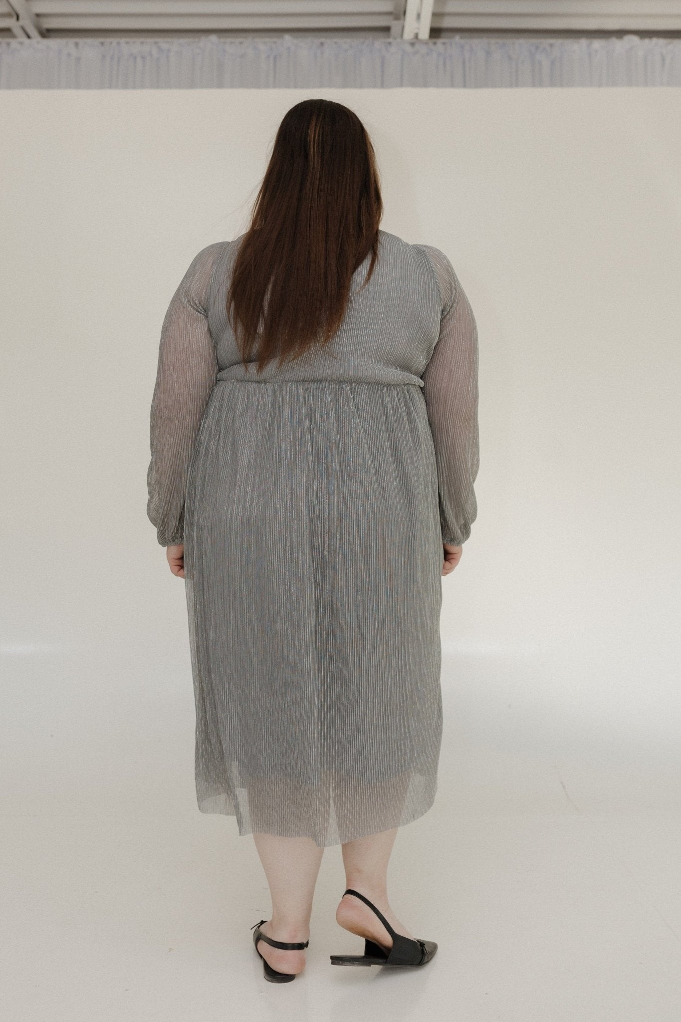 Metallic Silver Pliss Dress | Love Marlow Sioux Falls, SD Metallic Silver Pliss Dress | Love Marlow Sioux Falls, SD