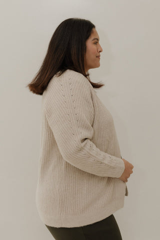 Metallic Soft - Knit Open Front Cardigan – Sand - Love Marlow