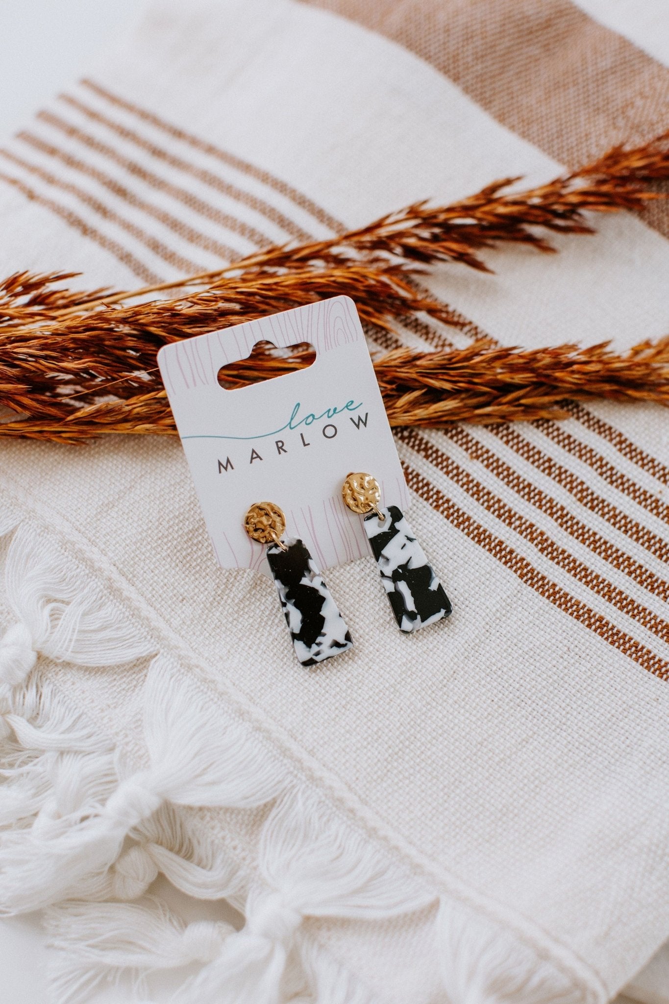 MIA MINI EARRINGS IN BLACK AND WHITE - Love Marlow