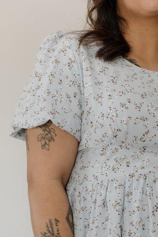 Micro Floral Scoop Neck Dress – Whisper Sky - Love Marlow