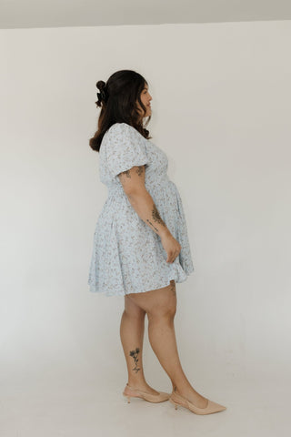 Micro Floral Scoop Neck Dress – Whisper Sky - Love Marlow